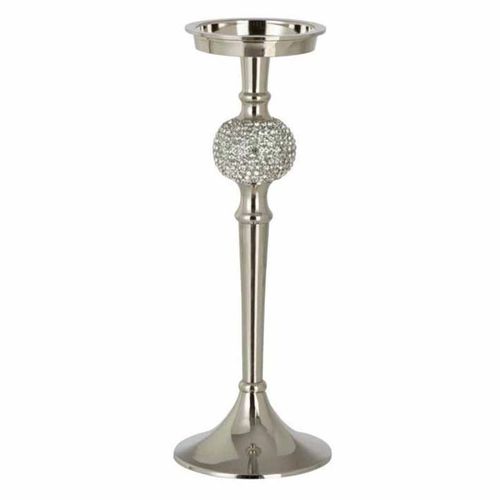 Paris Prix - Bougeoir Design "sphère Diamant" 31cm Argent
