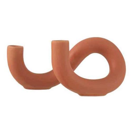 Paris Prix - Bougeoir En Céramique "torsia" 25cm Orange