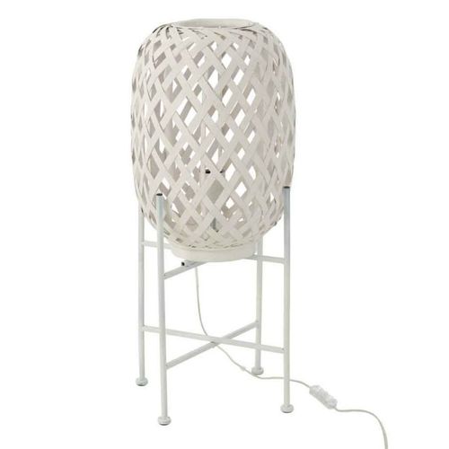 Paris Prix - Lampadaire Déco En Bambou "Inaya" 63cm Blanc