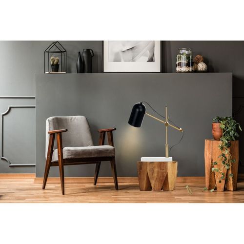 Paris Prix - Lampe À Poser En Marbre "Spiro" 54cm Noir