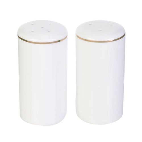 Paris Prix - Lot Salière & Poivrière Design "Liseré" 8cm Blanc