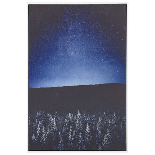 Tableau décoratif avec motif de paysage nocturne 63 x 93 cm bleu et noir LORETO