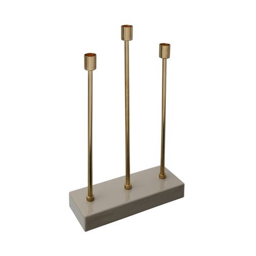 Bougeoir Design en Métal "Isola" 39cm Taupe & Or