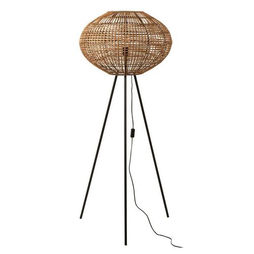 Paris Prix - Lampadaire Trépied "Rotin & Métal" 125cm Naturel