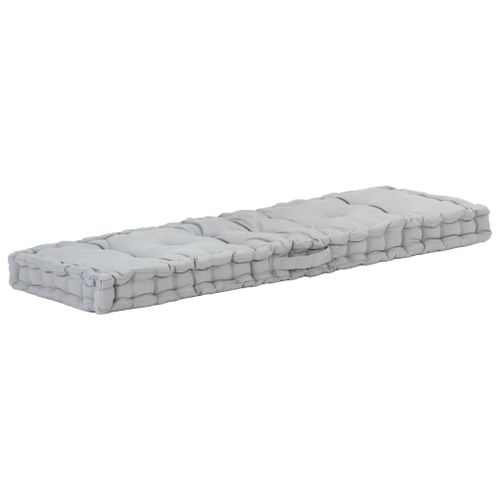 Coussin de plancher de palette Coton matelas de sol 120x40x7 cm Gris DEC021811