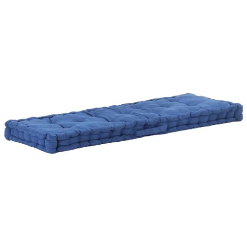 Coussin de plancher de palette Coton matelas de sol 120x40x7 cm Bleu clair DEC021821