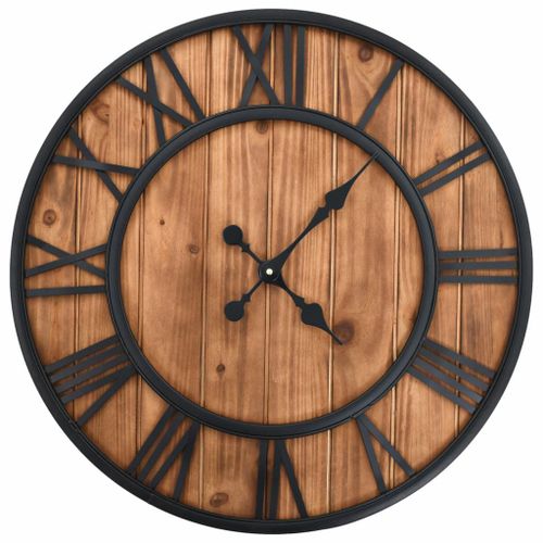 Horloge murale vintage à quartz Bois et métal 60 cm XXL DEC022277