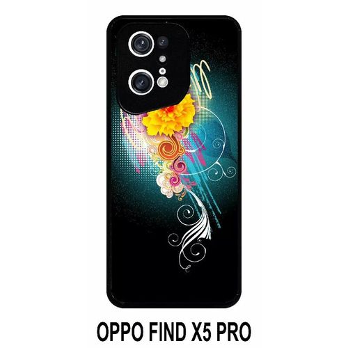 Coque Oppo Find X5 Pro - Flower Vector Designs - Silicone - Noir