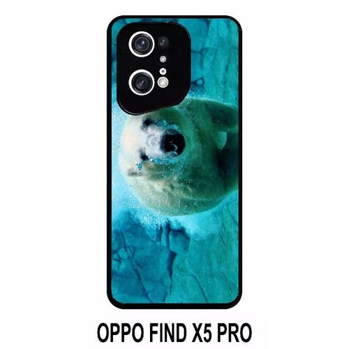Coque Oppo Find X5 Pro - Gros Ours Blanc Plongee - Silicone - Noir