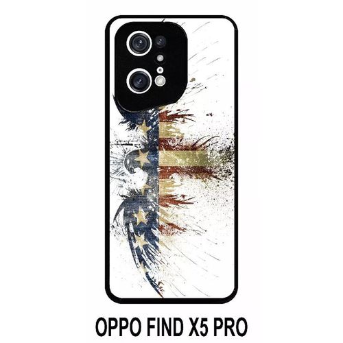 Coque Oppo Find X5 Pro - Aigle Americain Grunge - Silicone - Noir