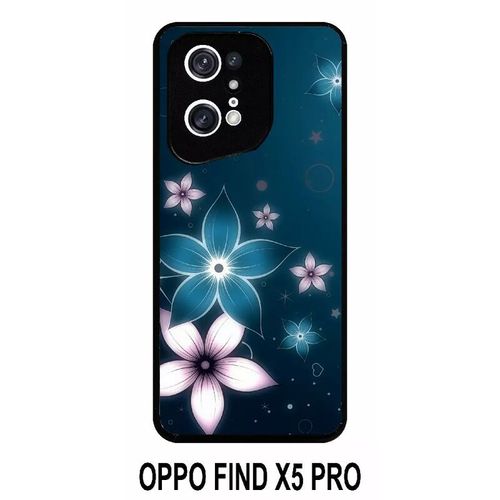 Coque Oppo Find X5 Pro - Abstrait Fleur De Lotus - Silicone - Noir