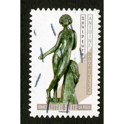 Timbre Oblitéré Sculpture ,Antoine Bourdelle,France,Lettre Verte,La Poste
