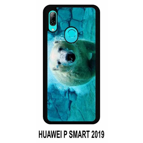 Coque Huawei P Smart 2019 - Gros Ours Blanc Plongee - Silicone - Noir