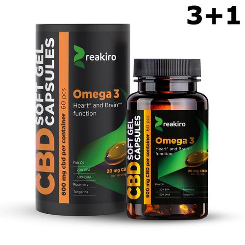 60 Gélules Cbd Full Spectrum 600mg, Omega 3 4 Boîtes (Dont 1 Offerte) 