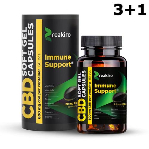 60 Gélules Cbd Full Spectrum 600mg, Immune Support 4 Boîtes (Dont 1 Offerte) 