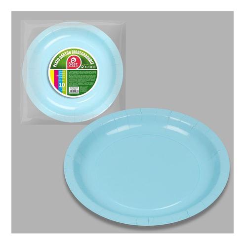 10 ASSIETTES RONDES CARTON BIO Ø20CM BLEU CLAIR