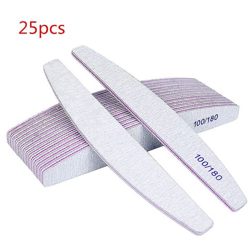 Lime À Ongles Professionnelle, 25pcs Lime À Ongles Double Face - Lime 100/180 Grain Lavable Pour Les Ongles, Salon De Coiffure, Animaux Domestiques (Blanc) Blanc