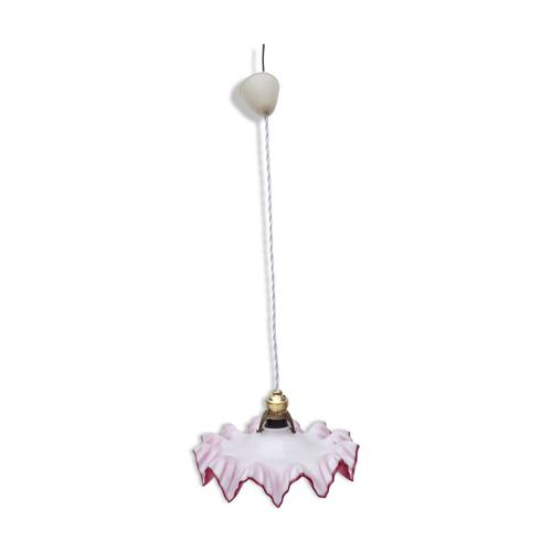 Suspension Vintageabatjour Verre Drap Couleur Rose Parme Rose