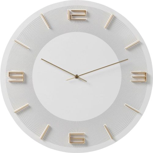 Horloge murale Leonardo blanche et dorée Kare Design