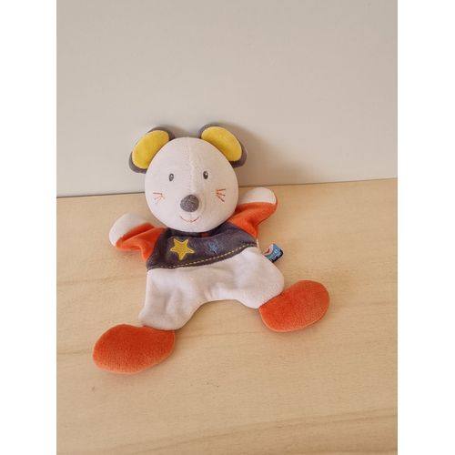 Doudou Souris Blanche Grise Orange Sucre D'orge