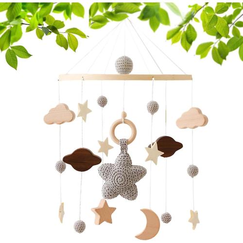 Bébé Mobile,Mobile Musical Lit Bébé,Suspendu Hochet Mobile Pour Lit Bebe Cadeaux De Naissance Pour Fille Garçon Décoration De Chambre Bébé(Gris)