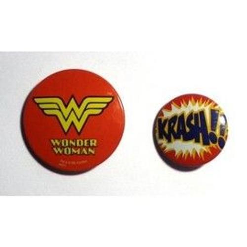 Lot De 2 Badges "Quick" (2001) - Dc Comics / Wonder Woman