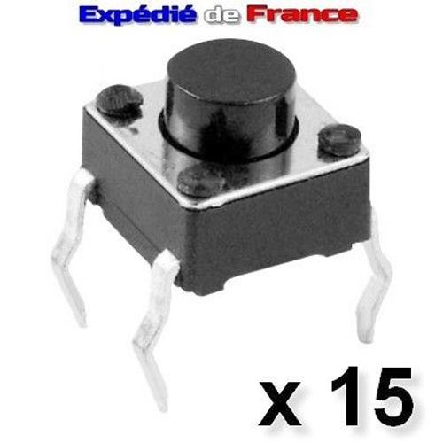 lot 15 pcs switch 6 x 6 x 3,5 / 4 pins - interrupteur de contact à souder 4 broches / pattes