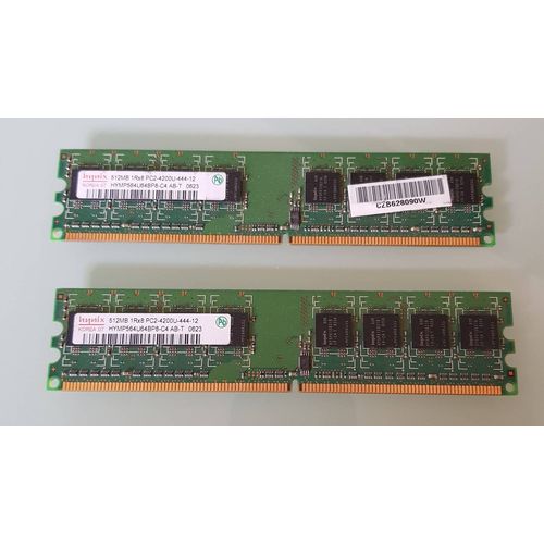 2 Barrettes Mémoire HYNIX/KOREA 7  512MB (1Rx8) x2  PC2-4200U-444-12