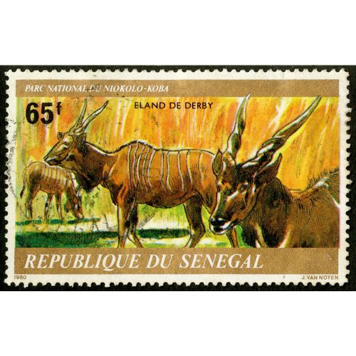 Timbre Oblitéré République Du Sénégal, Parc National Du Niokolo-Koba, Eland De Derby, 65 F, 1980