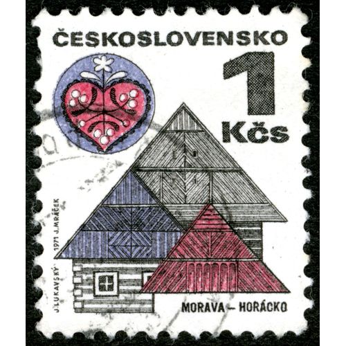Timbre Oblitéré Ceskoslovensko, Morava-Horacko, 1 Kcs, 1971