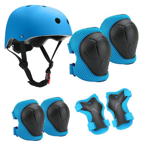 Kit Sports Équipement De Protection 7 In 1 Roller Avec Casque Genou Coude Poignet De Sécurité Pad Guard Pour Skateboard, Roller, Vélo, Hoverboard - Enfant