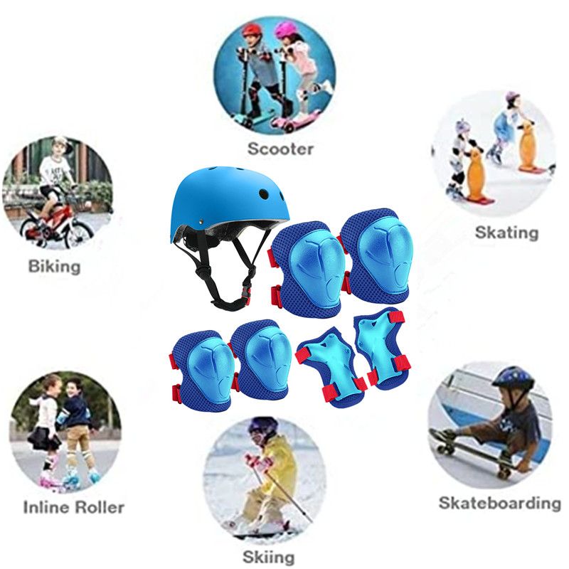 Kit de Protection Roller Enfant Casque Ajustable Coudières Genouillère  Protège-Poignets pour Skateboard Vélo Roller Trottinette