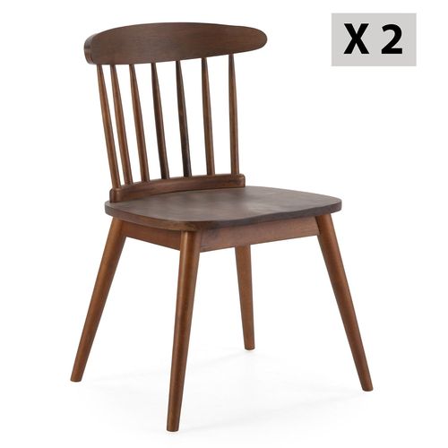 Pack 2 Chaises Ben En Bois Couleur Noyer