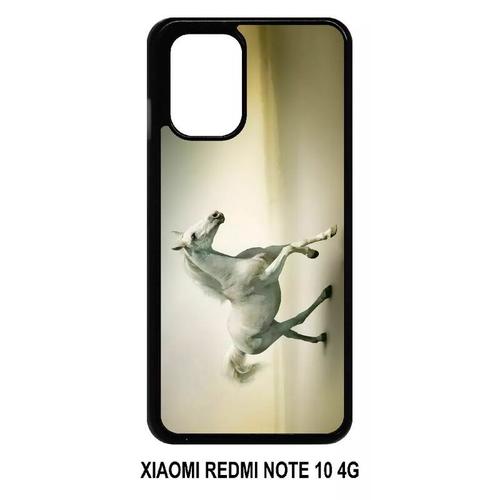 Coque Xiaomi Redmi Note 10 4g - Cheval Blanc En Course - Noir