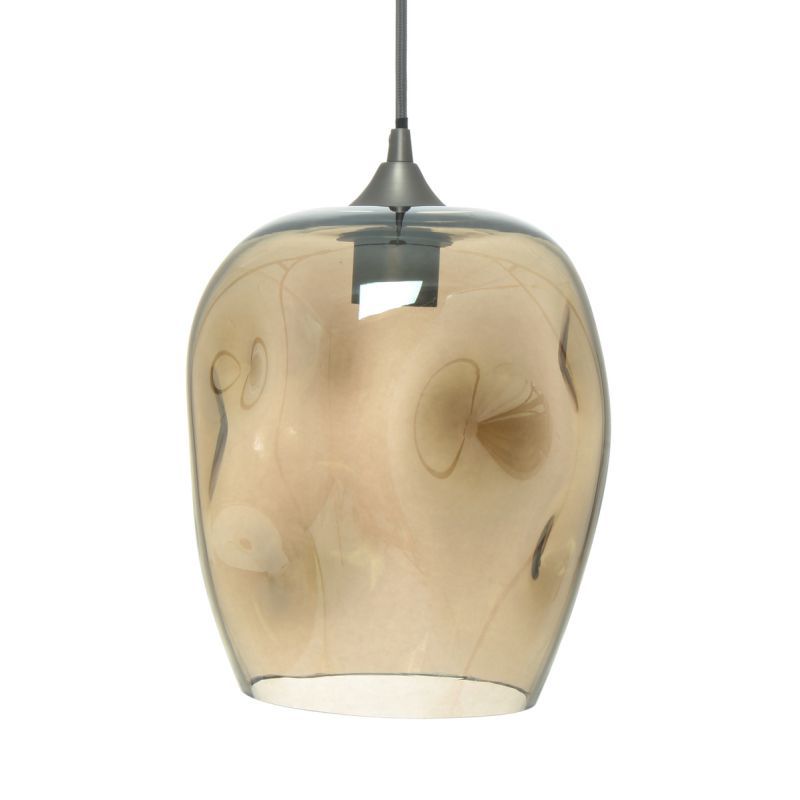 Paris Prix - Lampe Suspension Vintage "Vicky" 34cm Transparent & Gris