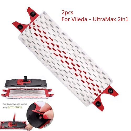 2pcs Applicable à Vileda - UltraMax 2en1 - Set Complet Balai à Plat Microfibre-& Housse Micro & Coton pour Balai à Plat Ultramax