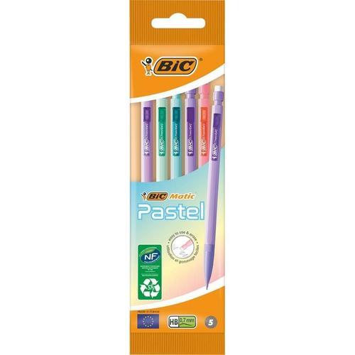 Bic Sachet 5 Porte-Mines Bic Matic® Corps Pastel 0,7 Hb