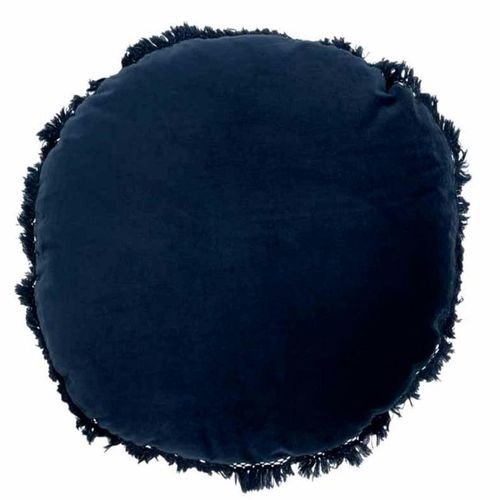 Paris Prix - Coussin Rond En Velours "Rosta" 50cm Bleu