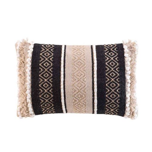 Coussin Déco "Mirage" 30x50cm Naturel & Noir