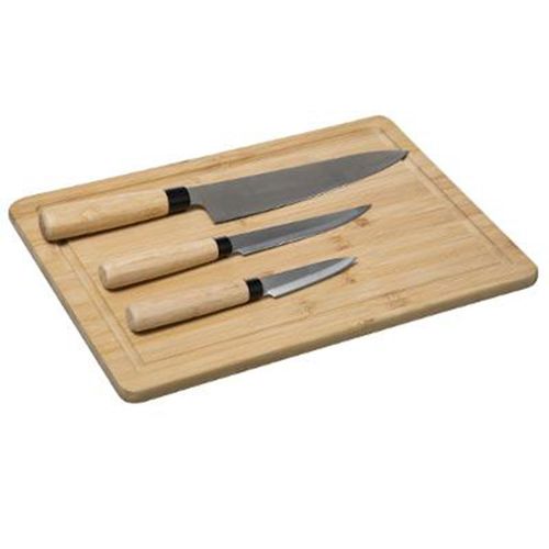 Planche À Découper & Couteaux "Bambou" 35cm Naturel