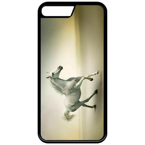 Coque Pour Iphone 7+ - Cheval Blanc En Course - Noir