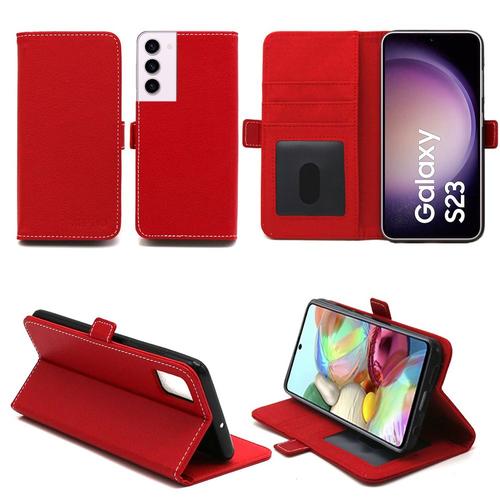 Housse Rouge Pour Samsung Galaxy S23 5g Etui Coque De Protection Portefeuille À Rabat Avec Porte Cartes - Pochette Xeptio