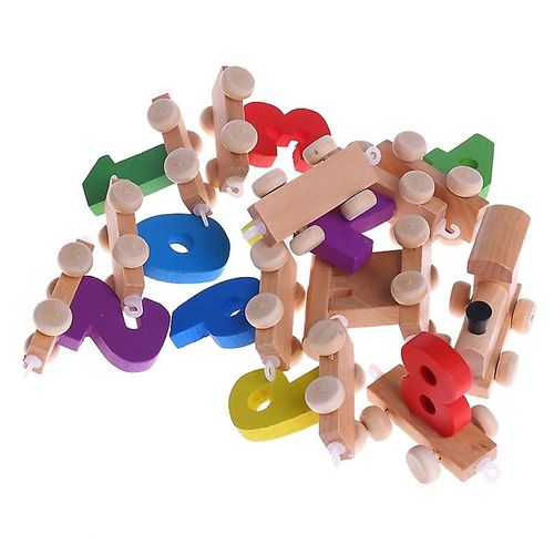Wooden Digital Train 0-9 Number Kids Preschoolers Learning Educational Toys Gift