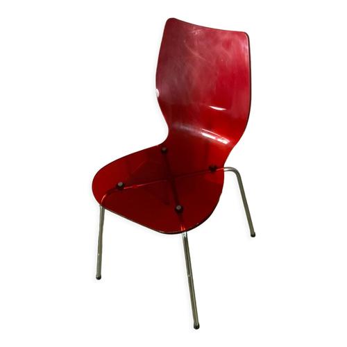 Chaise Vintage Acrylique Rouge Design Annes 60 70 Plexiglas Mtal Chrom Rouge
