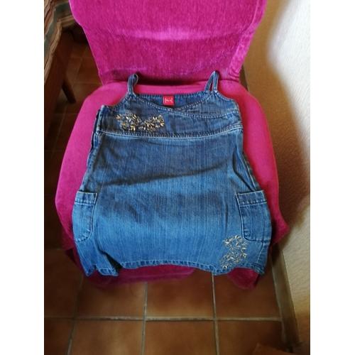 Robe Brodée En Jean À Bretelles Tex 6 Ans