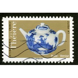 Timbre Oblitéré Théière,Italie-Venise,Lettre Verte,France,La Poste