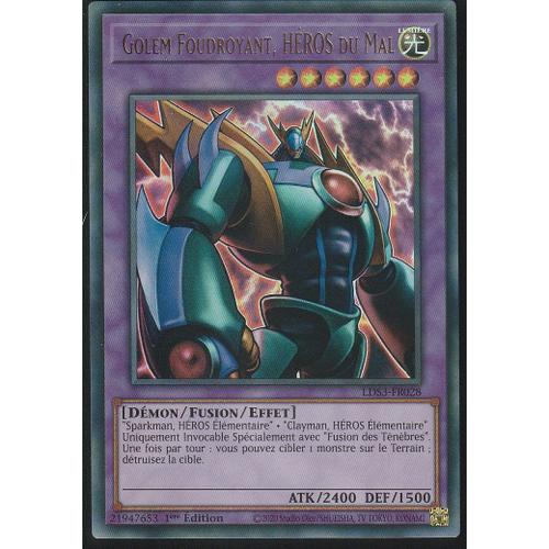 Carte Yu-Gi-Oh - Golem Foudroyant Heros Du Mal - Lds3-Fr028 - Ultra-Rare - Titre Dore -