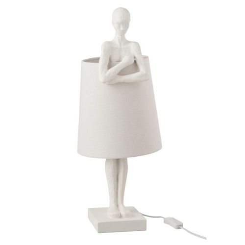 Paris Prix - Lampe À Poser Déco "Figurine Soutien" 58cm Blanc