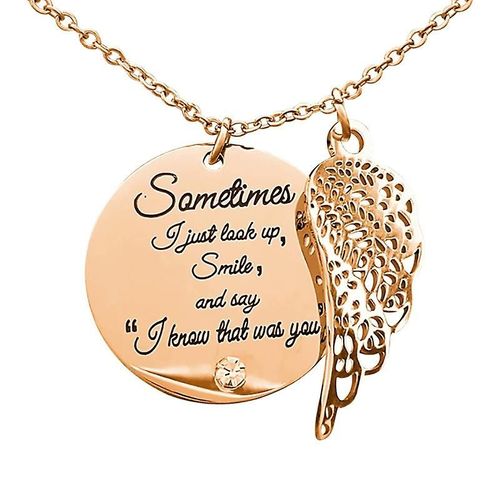 Angel Wing Pendant Sometimes I Just Smile And Say I Know That Was You Necklace