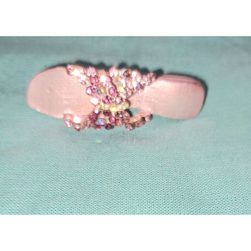 Broche Bijoux Cristal Strass Rose Chaussure Sandale Tong Femme Nus Pied Talon Rose 4,5 Cm